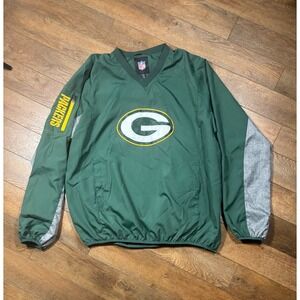 Green Bay Packers NFL Pullover V Neck Windbreaker Jacket Men's XL‎
